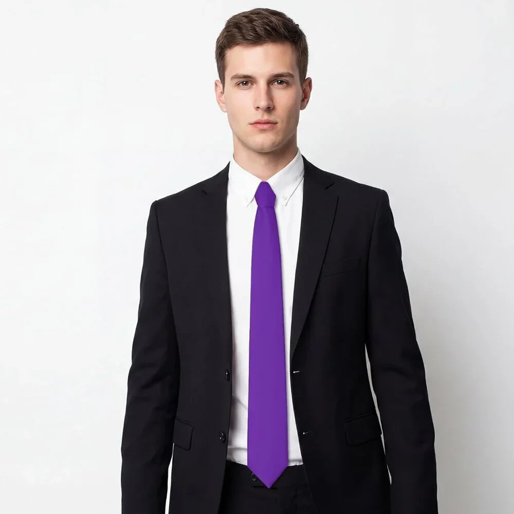 Men's Purple Solid Pure Color Formal 3.15